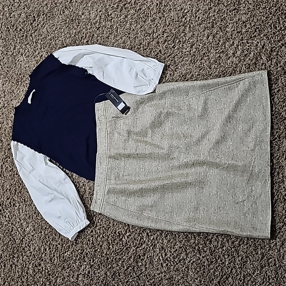 NWT Jones New York Pencil Skirt Gold Tan Pockets Back Slit 12 - Picture 1 of 8